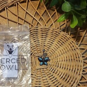 Pierced Owl Blue Butterfly Navel Ring